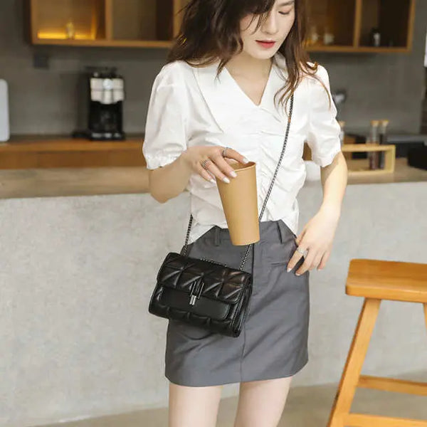 Chanel Style Diamond Chain Small Square Shoulder Bag