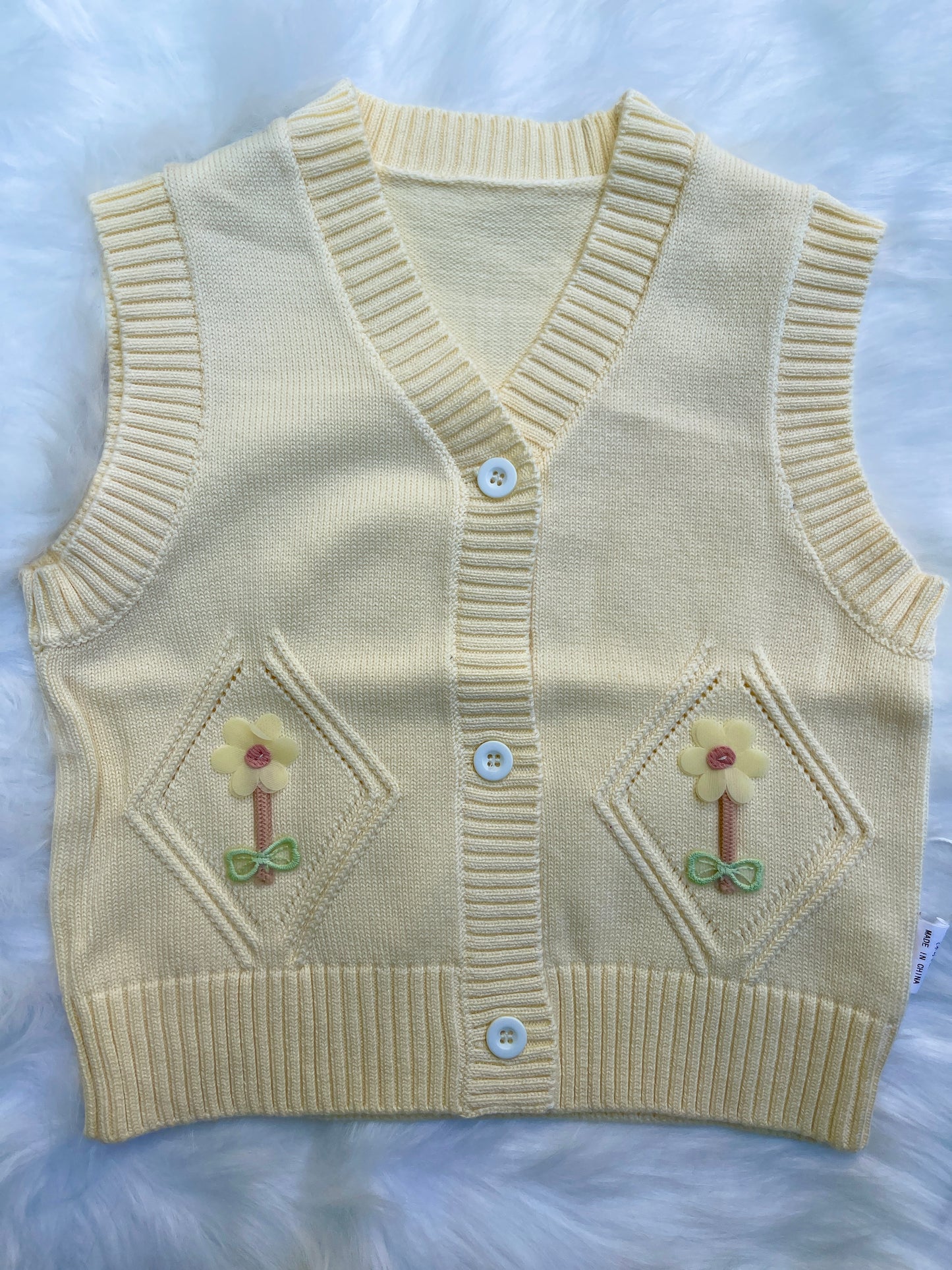 Two Sides Flower Sleeveless Sweater