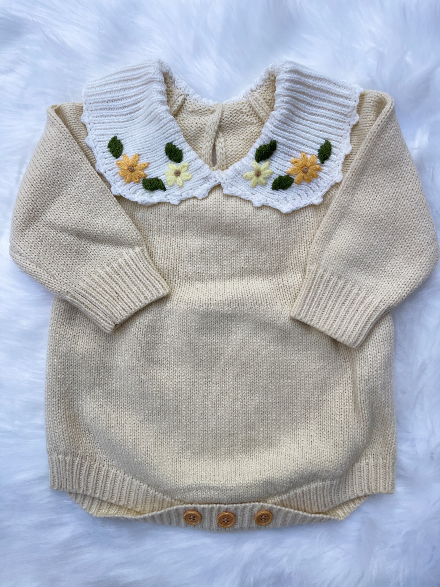 Knitted Embroidery Baby Romper