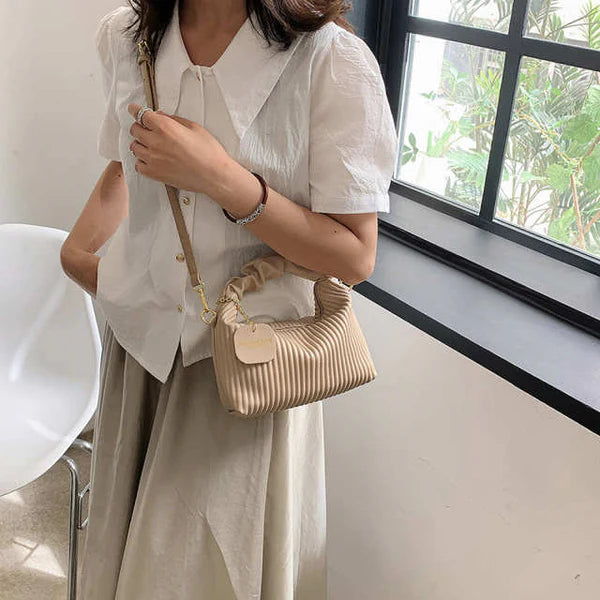 Retro Pleated Small Square Shoulder Crossbody Bag