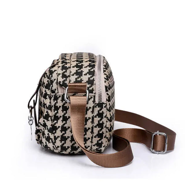 Houndstooth Canvas Large Capacity Double Layer Messenger