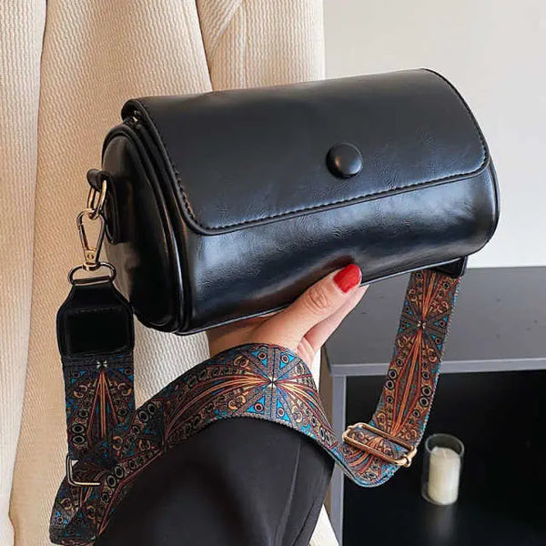 Retro Cylindrical PU Leather Crossbody Bag