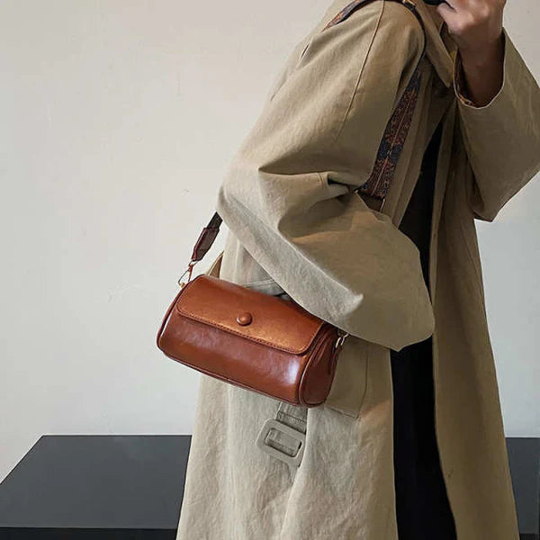Retro Cylindrical PU Leather Crossbody Bag