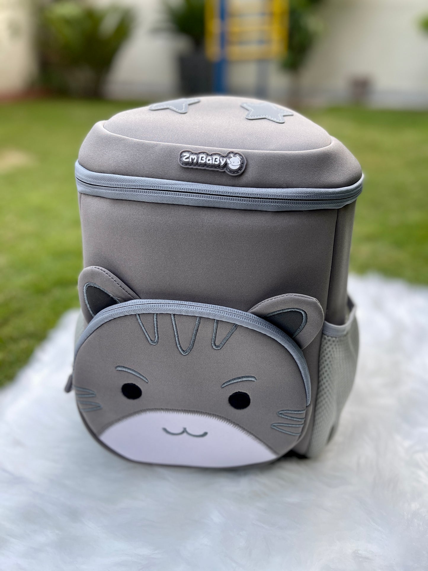 Gray Cat Kids School Backpack