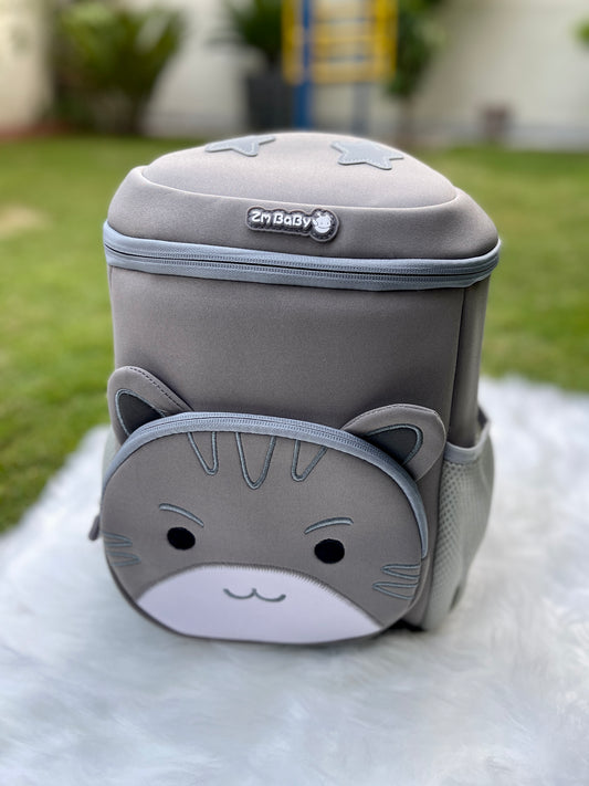 Gray Cat Kids School Backpack