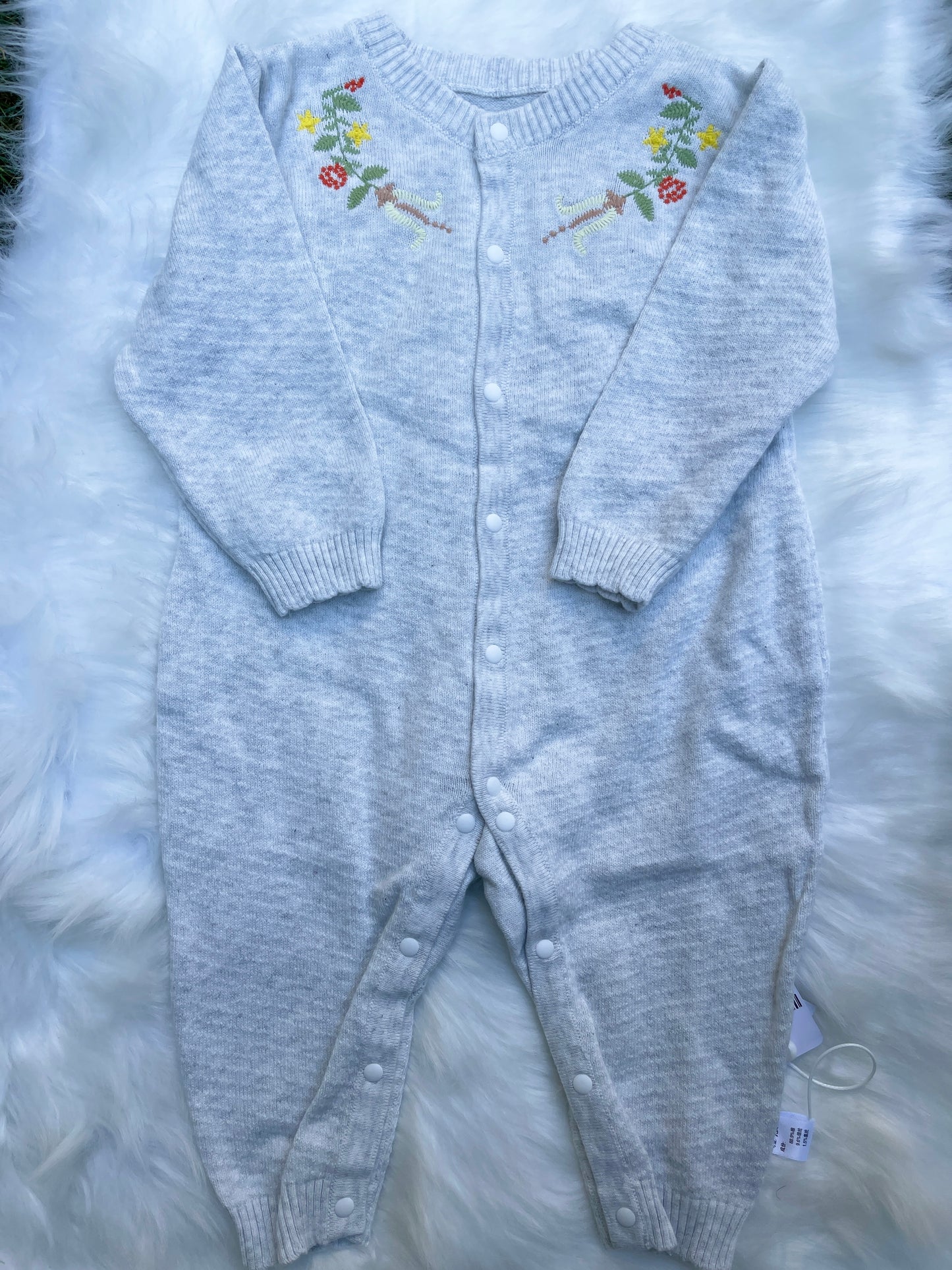 Embroidered Neck Winters Baby Romper