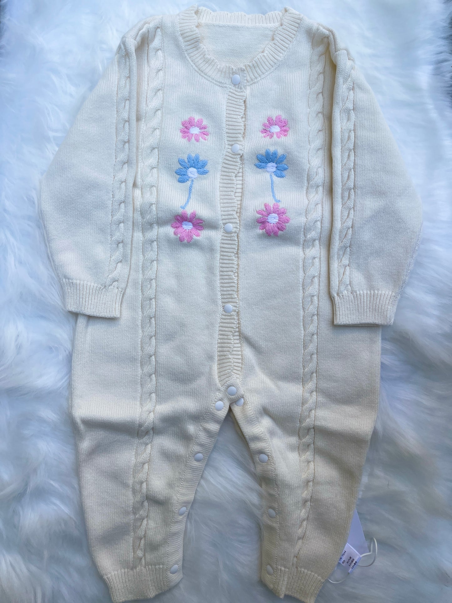 Embroidered Flower Winter Baby Romper