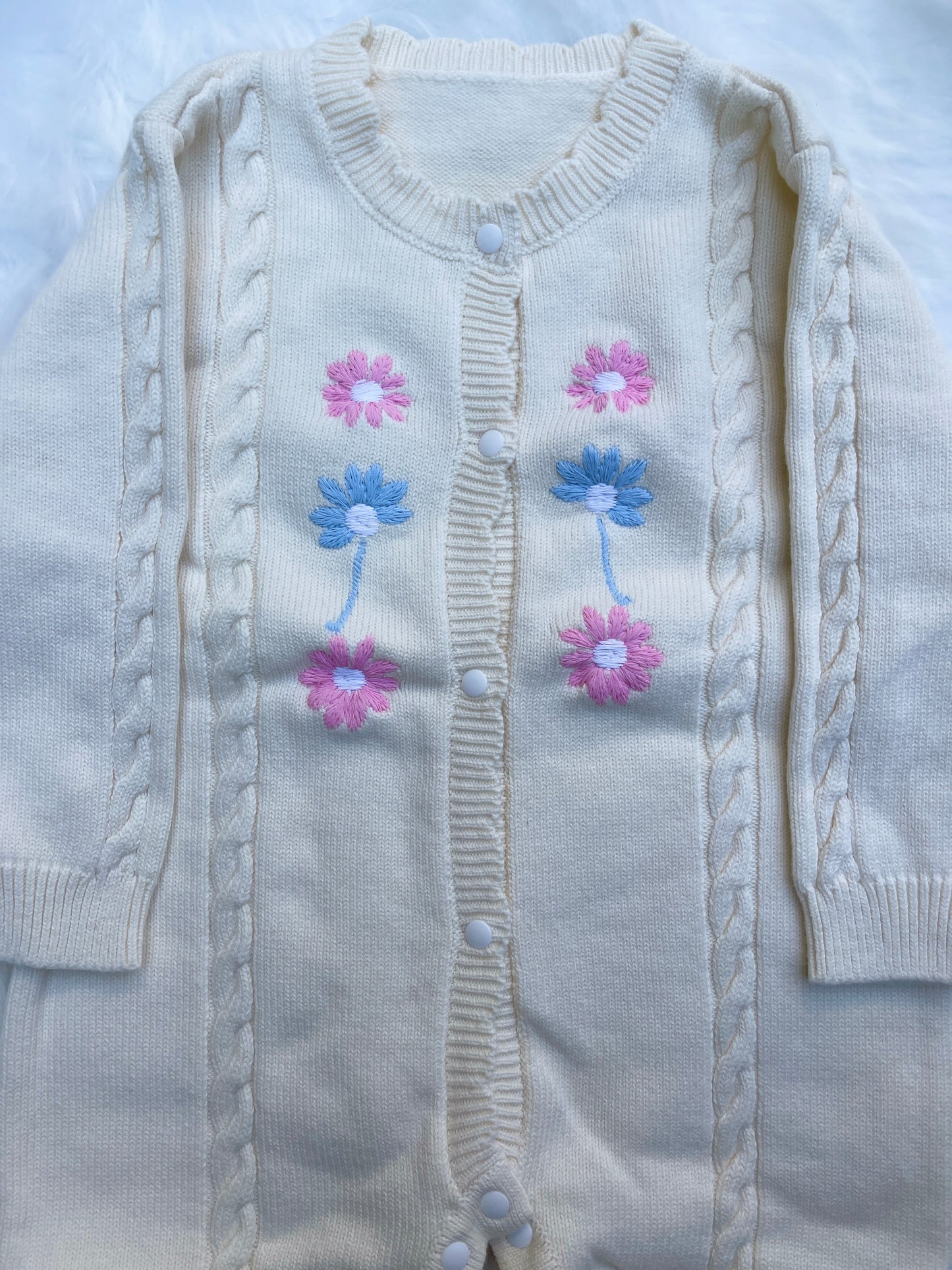 Embroidered Flower Winter Baby Romper