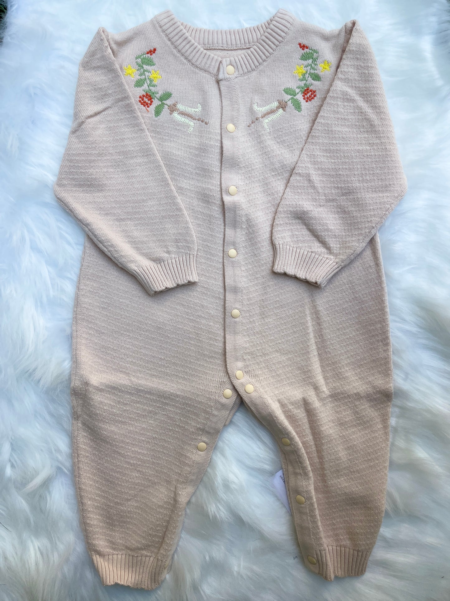 Embroidered Neck Winters Baby Romper