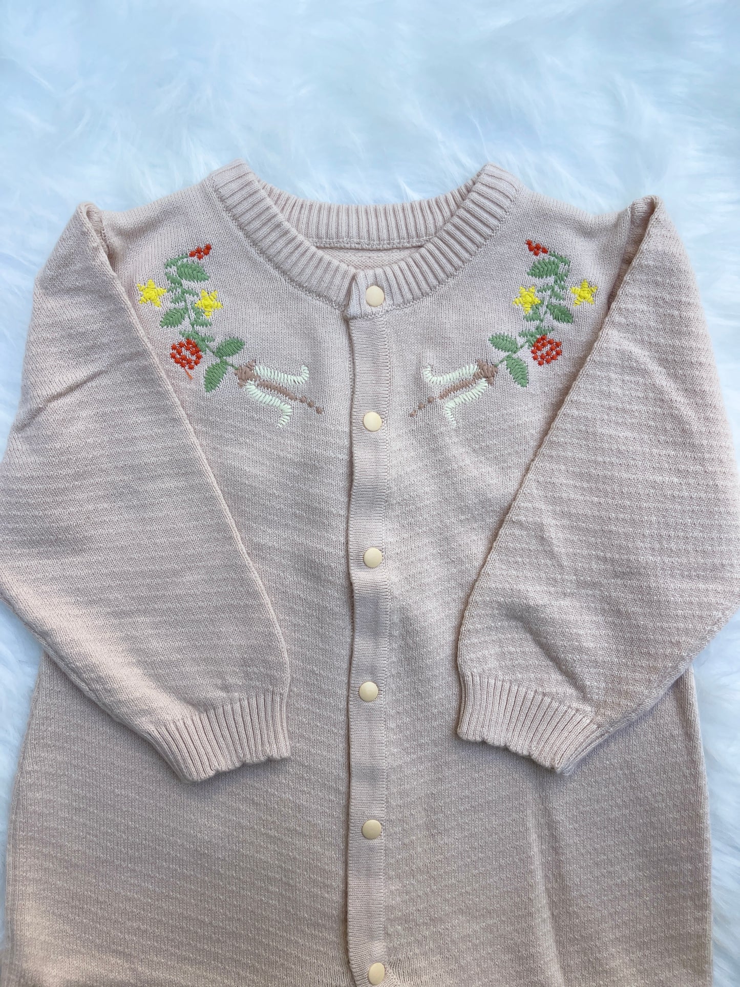 Embroidered Neck Winters Baby Romper