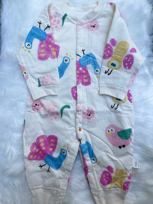 Girls Polyester Pink Bird Romper