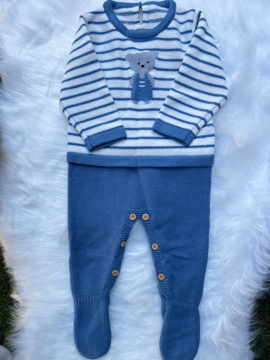 Jacquard Bear Long Sleeve Knitted Baby Clothes