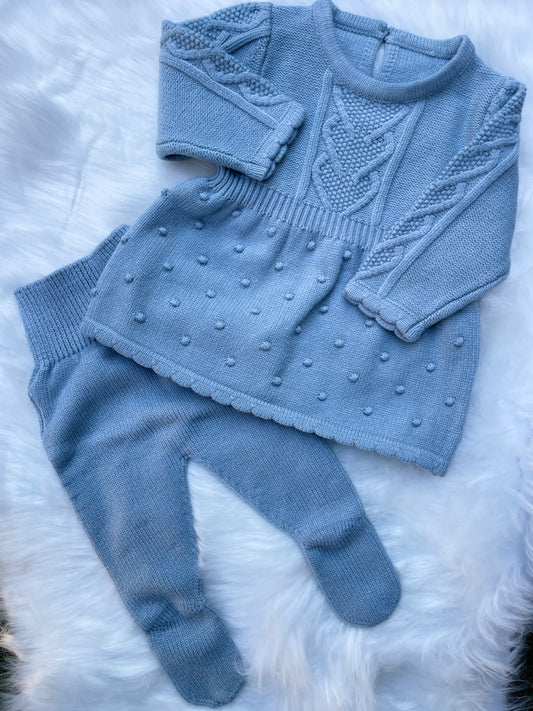 Knit Baby Dress and Pant set