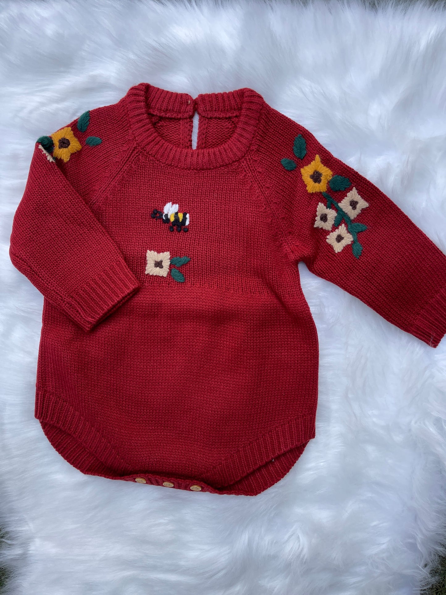 Handmade Embroidery Long Sleeve Baby Romper