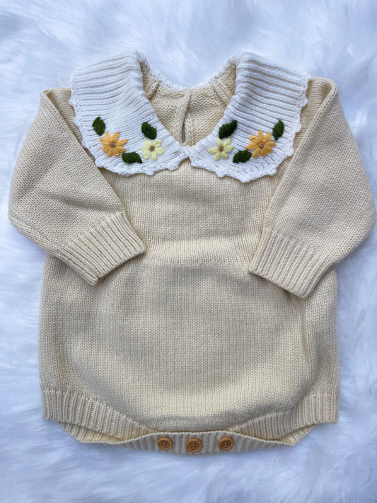 Knitted Embroidery Baby Romper