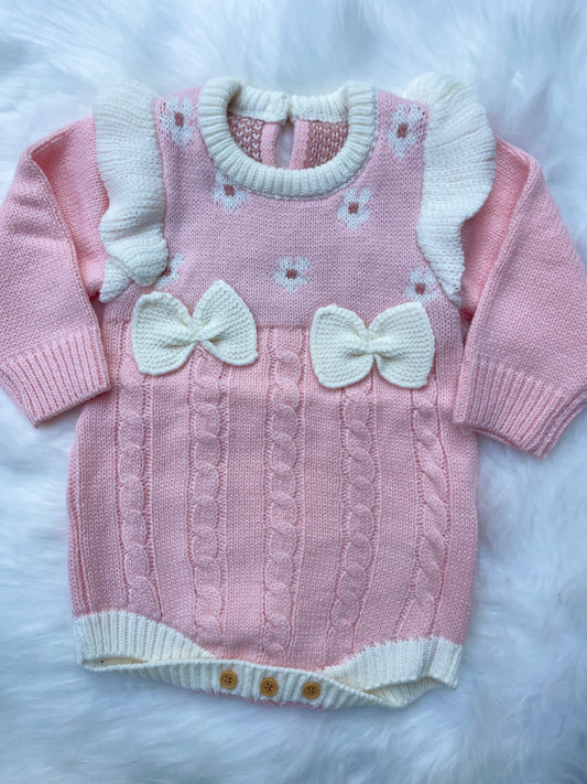 Bow Knit Baby Romper