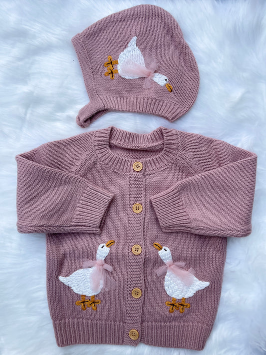 Baby Coat Duck Pattern Knitted Cardigan
