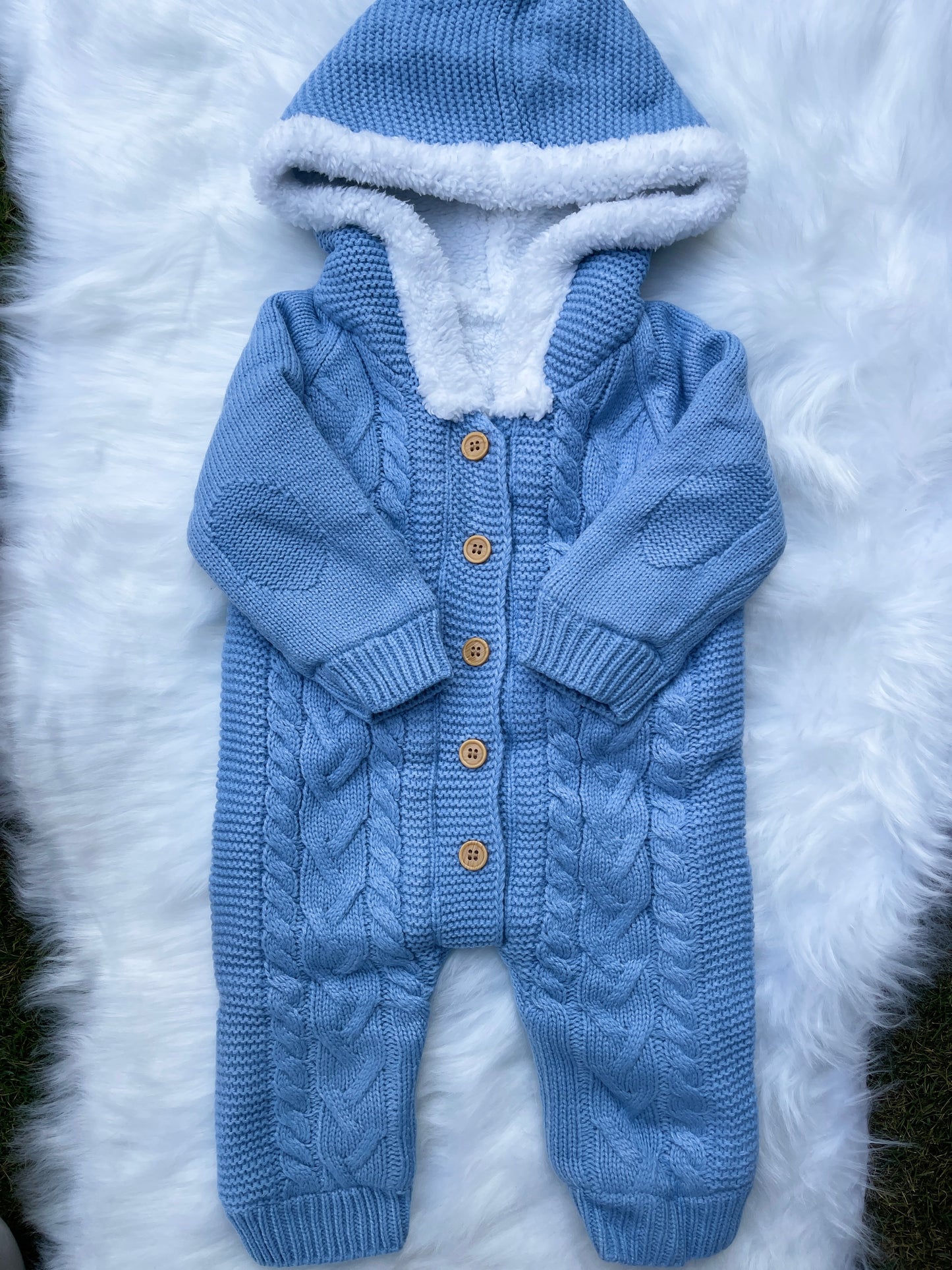 Unisex Fur Baby Hooded Romper