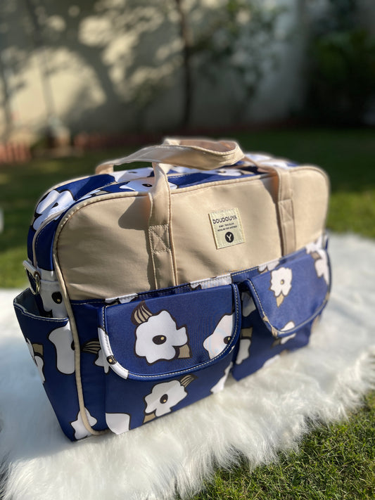 Blue Floral Diaper Bag